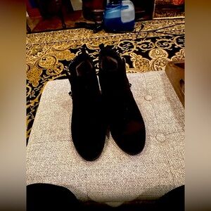 NWOT-never worn black suede booties.  Make me an offer!